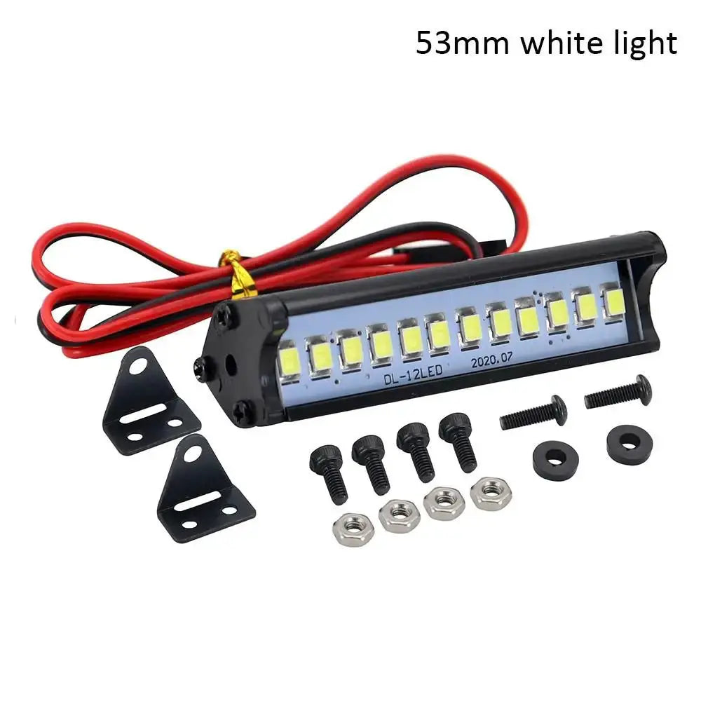 RC Car Roof LED Light Bar 53 to 149 mm Adjustable for One Tenth and One Eighth Scale Crawlers Fits TRX4 And SCX10