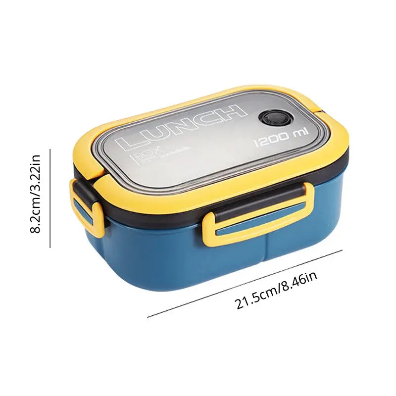 Double Layer Lunch Box Portable Meal Prep Container With Compartments Microwave Safe Leak Resistant Fork And Spoon