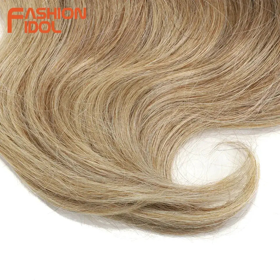 Fashion Idol 24in body wave crochet hair, ombre blonde synthetic braiding extensions by Simples Market