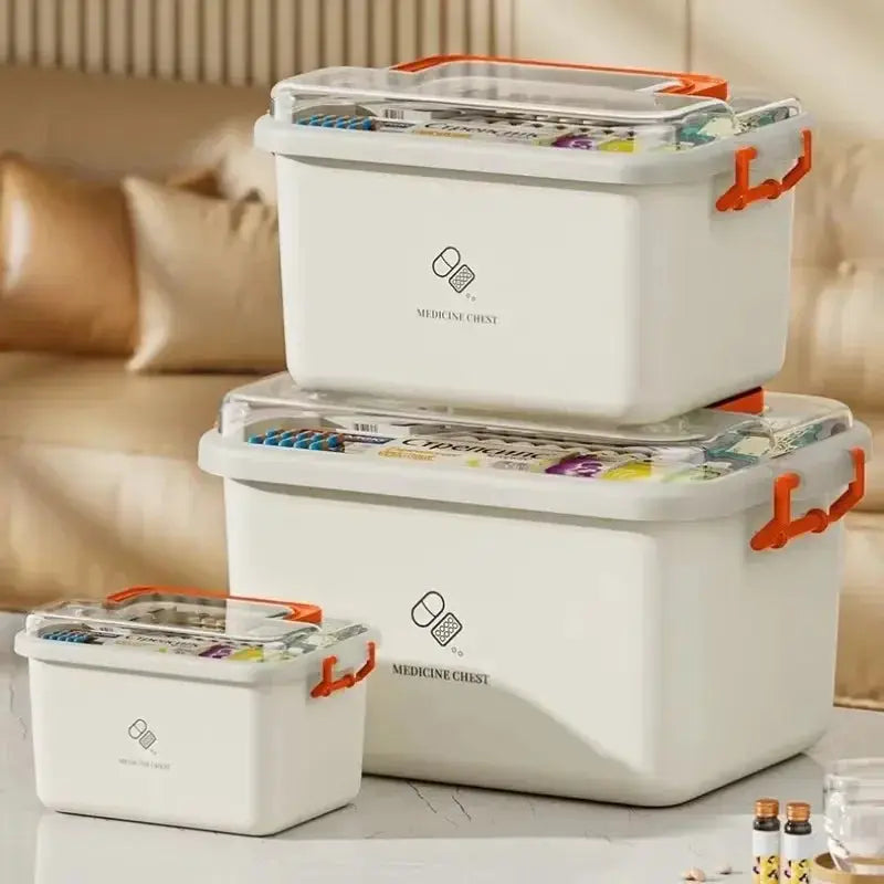 Large Capacity Portable Medicine Box With Multi Layer Drug Storage For Home First Aid Kit And Family Emergency