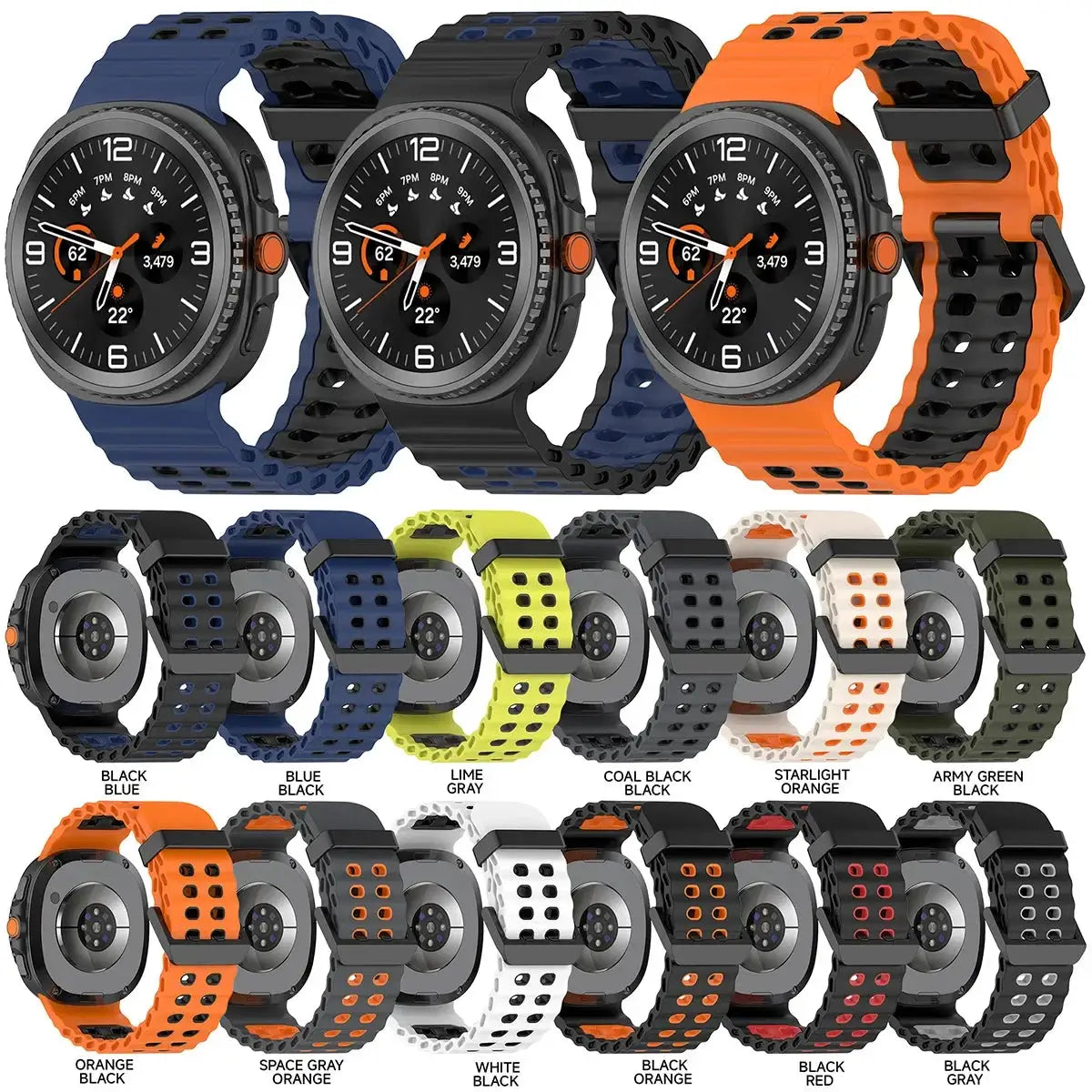 Silicone strap for Samsung Galaxy Watch 8/8 Classic Sport breathable wristband For Galaxy Watch 8 40/44mm Two-Tone silicone band