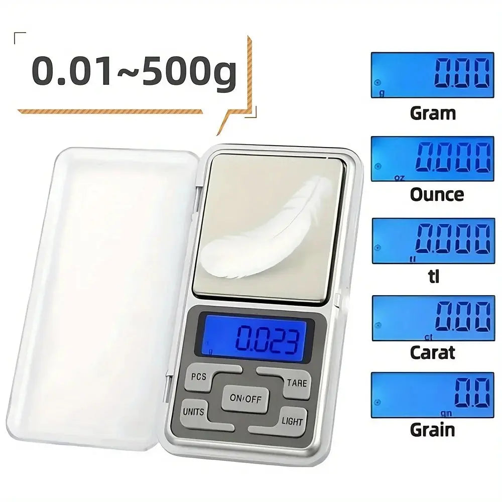 PrecisionPro Mini Pocket Scale High Precision 0.01g Readings With Backlit LCD For Jewelry And Small Items 500g Capacity
