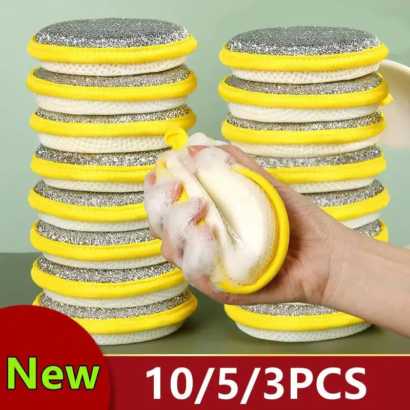 TrueClean Double Sided Dish Sponge With Soft Sponge On One Side And Nylon Scrubber On The Other
