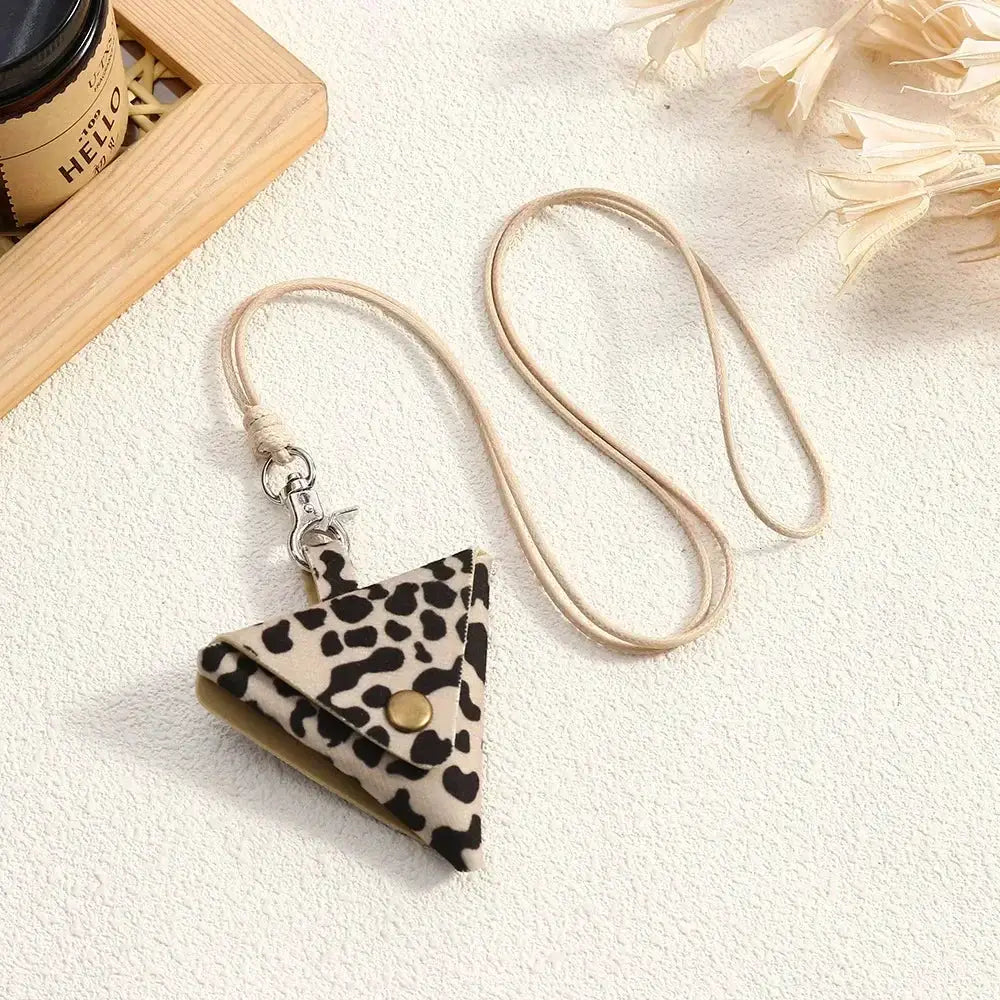 Lats Retro Cute Small Leather Bag Necklace For Women Long Rope Chain Jewelry Gift