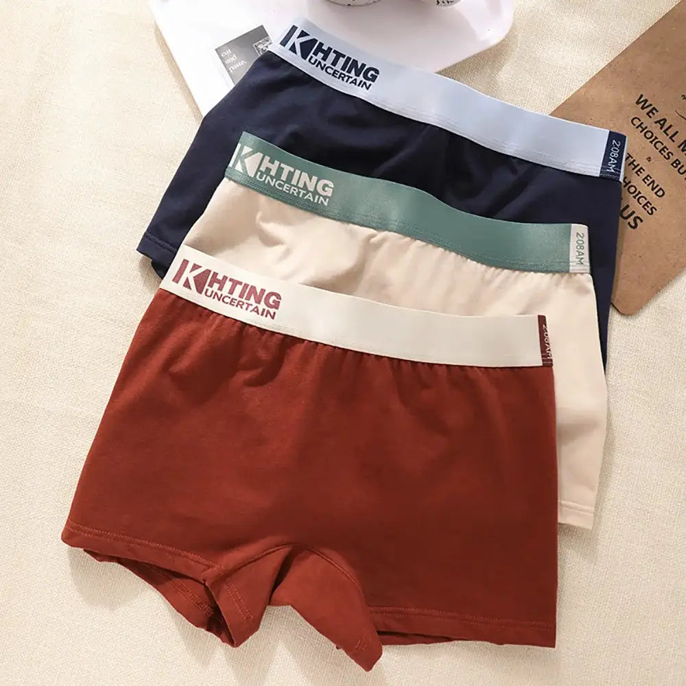 4-pack women's cotton underwear with high-elastic waistbands in navy, green, beige and red (KHTING branding)
