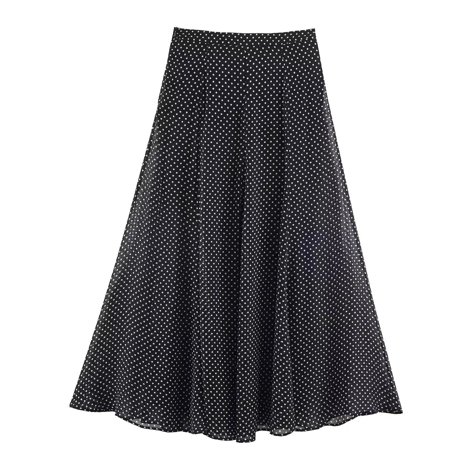 Polka Dot Two Piece Outfits For Women Bow Tie Blouse And Midi Skirt