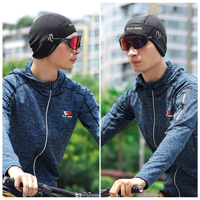 West Biking Winter Fleece Cycling Cap Windproof Thermal Skull Cap Helmet Liner For Men MTB Riding