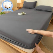 1pc fitted cotton sheet, gray with 30cm deep pocket, breathable