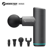Booster MiniX massage gun by Simples Market in dark gray with 4 interchangeable attachments