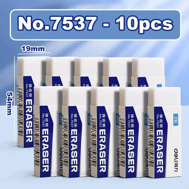 Deli 2B erasers, 10 pcs, white erasers with blue packaging