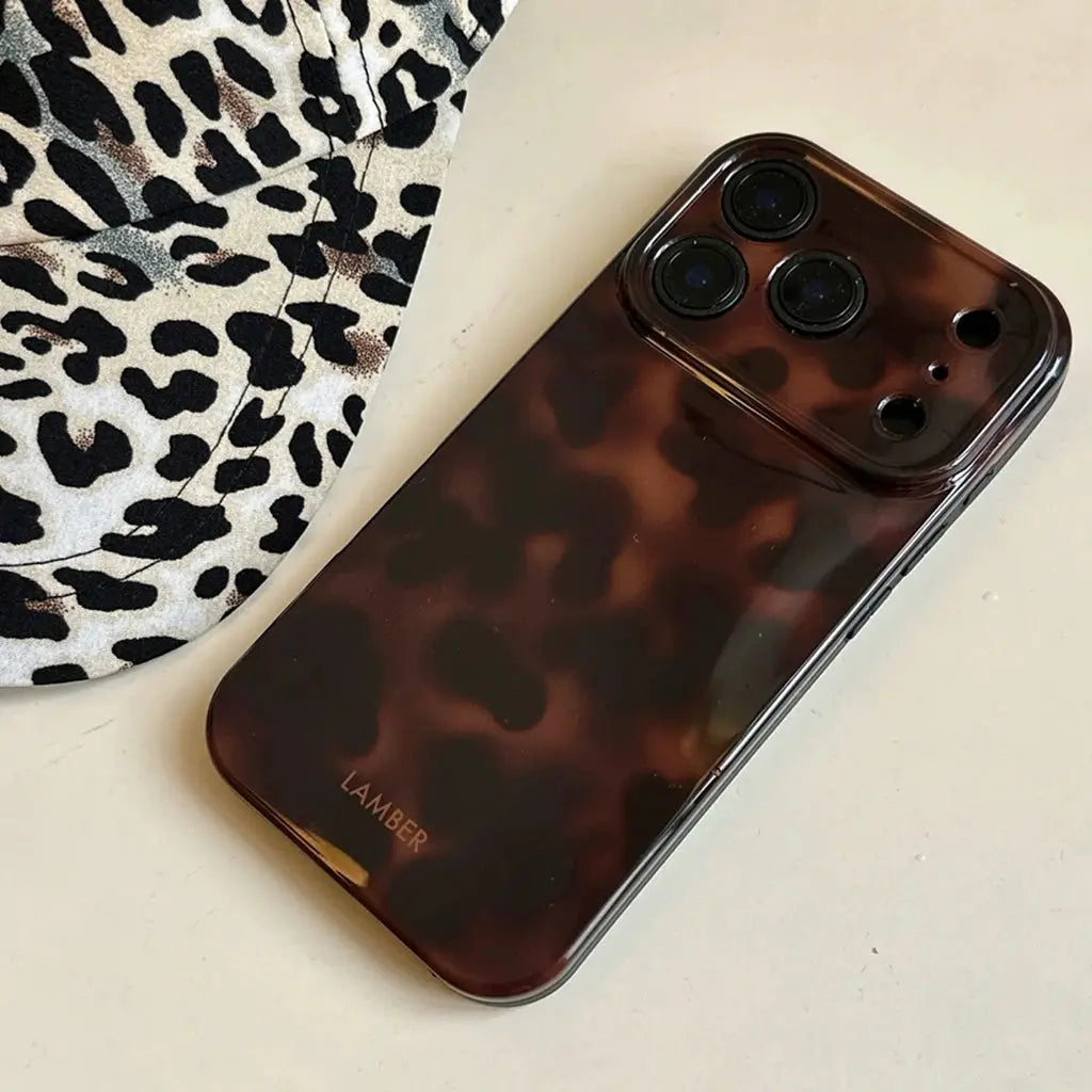 Retro Amber Color Lamber Pattern Glossy Phone Case For IPhone 12 Pro Max To IPhone 17 Pro Max Plus Air