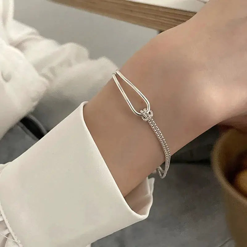 New S925 Silver Minimalist Geometric Collage Bracelet Womens Jewelry Exquisite And Elegant Gifts