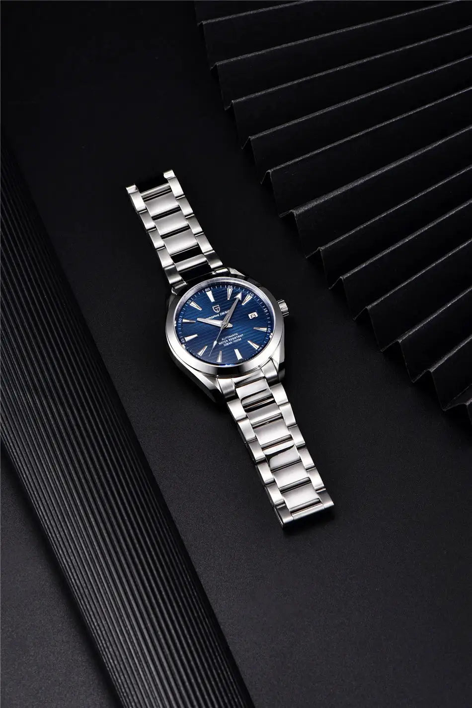 Pagani Design A150 40mm men's stainless steel mechanical watch with blue dial