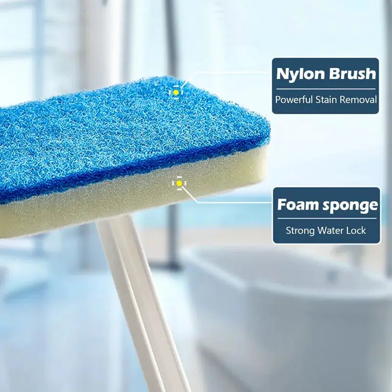 Simples Market bathroom cleaning brush with long handle, nylon brush head and foam sponge