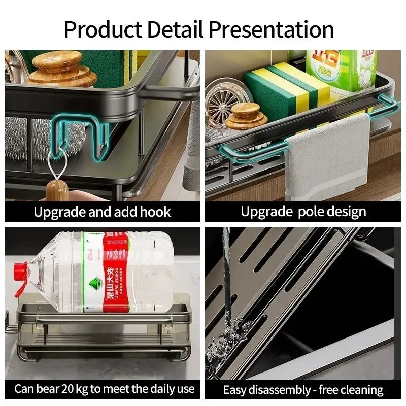 Simples Market multi-functional kitchen shelf and drying rack, no-drill wall-mount, stainless steel