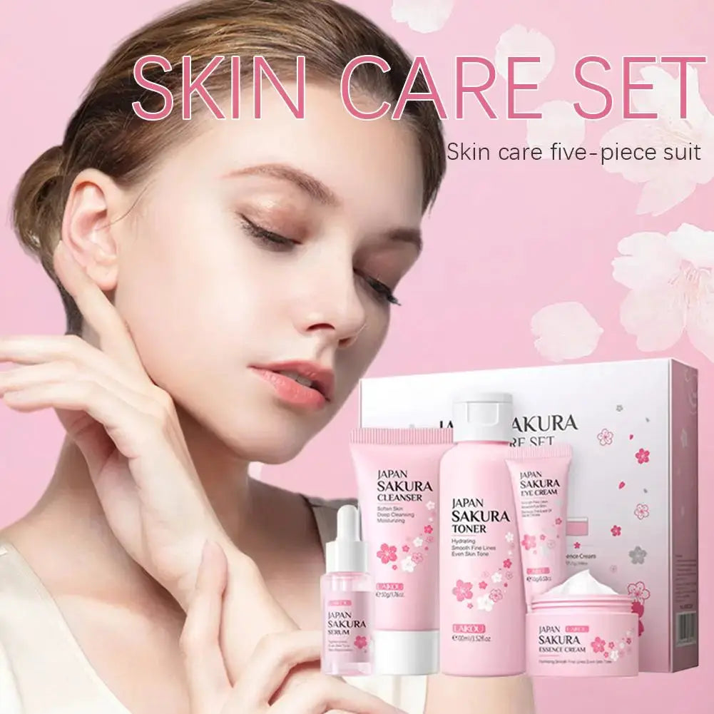 Sakura Skin Care Set Complete Facial Routine For Hydration And Radiant Skin With Cherry Blossom Essence