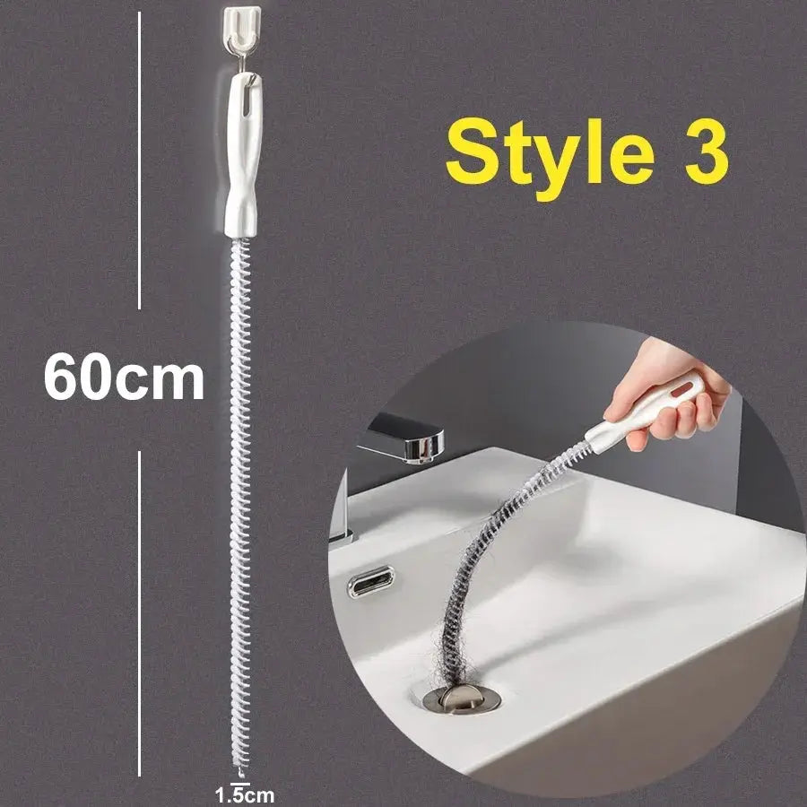 Simples Market flexible long pipeline cleaning brush, 60cm, white spiral coil drain cleaner for drains and lint removal