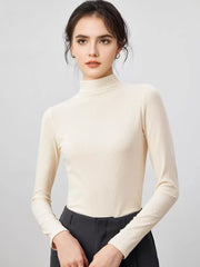 SuyaDream Women Silk Viscose Thermal Base Layer Top With Turtleneck For Warmth And Style