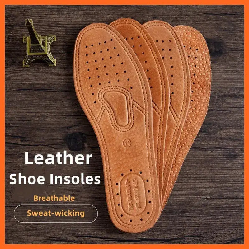 1 Pair Cowhide Insoles For Men Genuine Leather Deodorant Breathable Insoles For Shoes And Flats