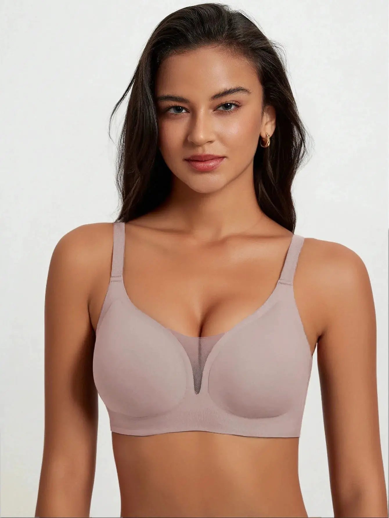 S-XL Plus Size Seamless Beauty Back bra, wireless push-up, nude color