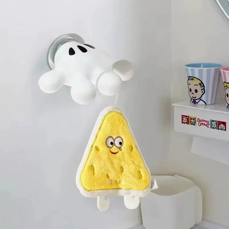 Toothbrush holder Mickey Palm set of 2: white ghost suction-hook and yellow triangle cheese towel