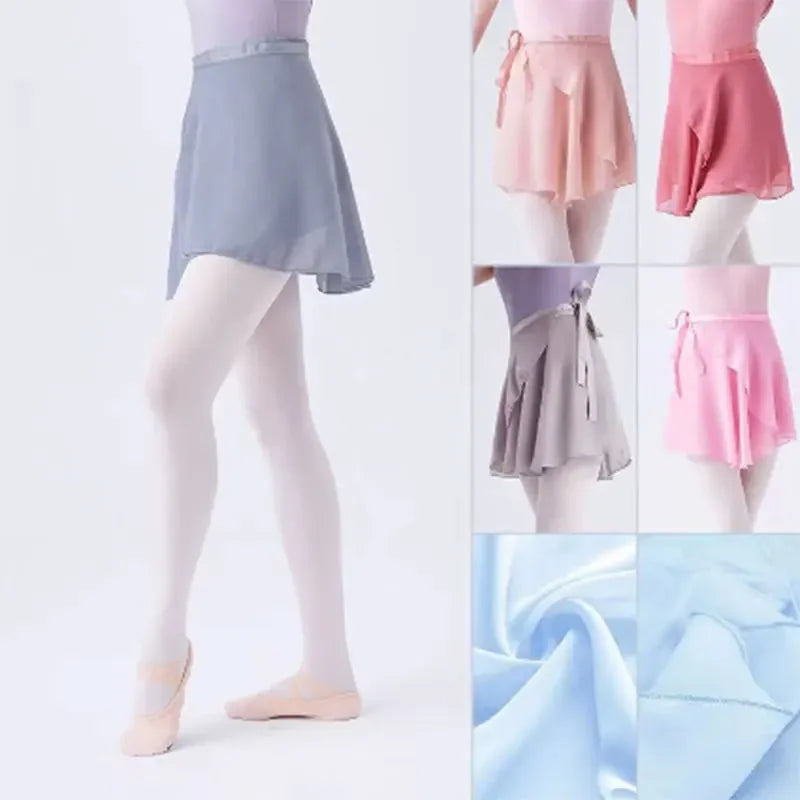 LunaDance Chiffon Wrap Ballet Skirt For Girls And Women Tie Up Tutu Dance Skirt In 19 Colors