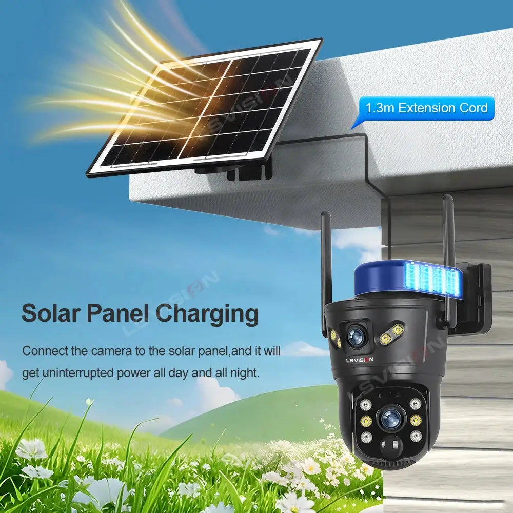 Simples Market LS Vision outdoor solar security camera with dual lens and night vision