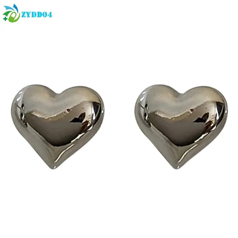Minimalist Silver Tone Love Heart Stud Earrings For Women Trendy Elegant Bridal Jewelry Hypoallergenic