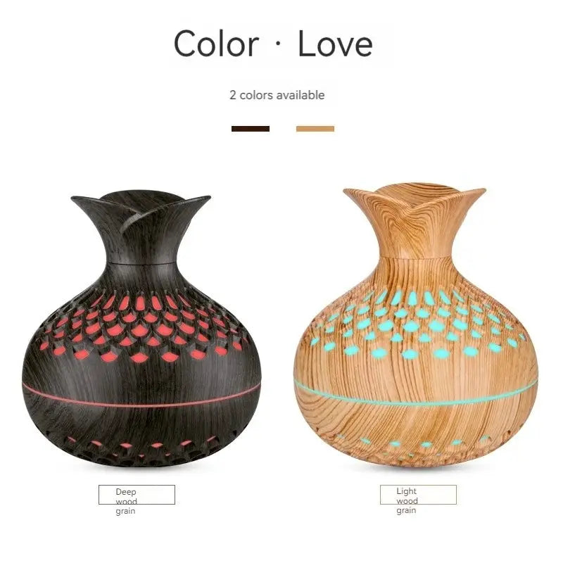 Wood Grain Mini Vase Humidifier USB Ultrasonic Essential Oil Diffuser for Home Fragrance and Air Purification
