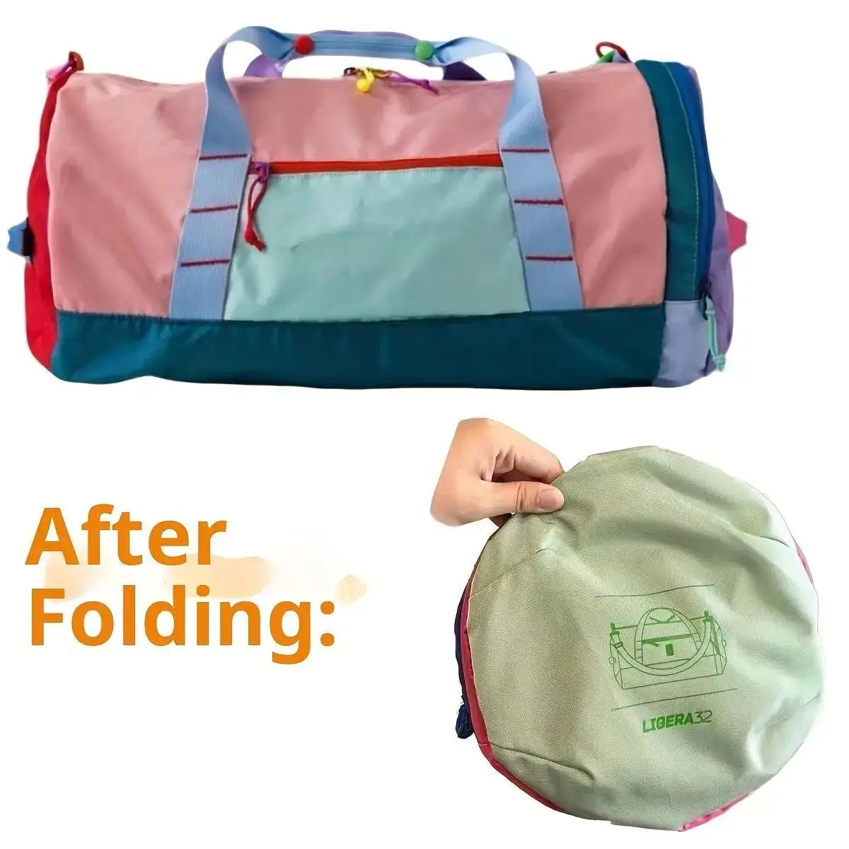 Alpaca-pattern nylon tote bag, Simples Market, multi-color yoga and travel crossbody that folds into a round pouch