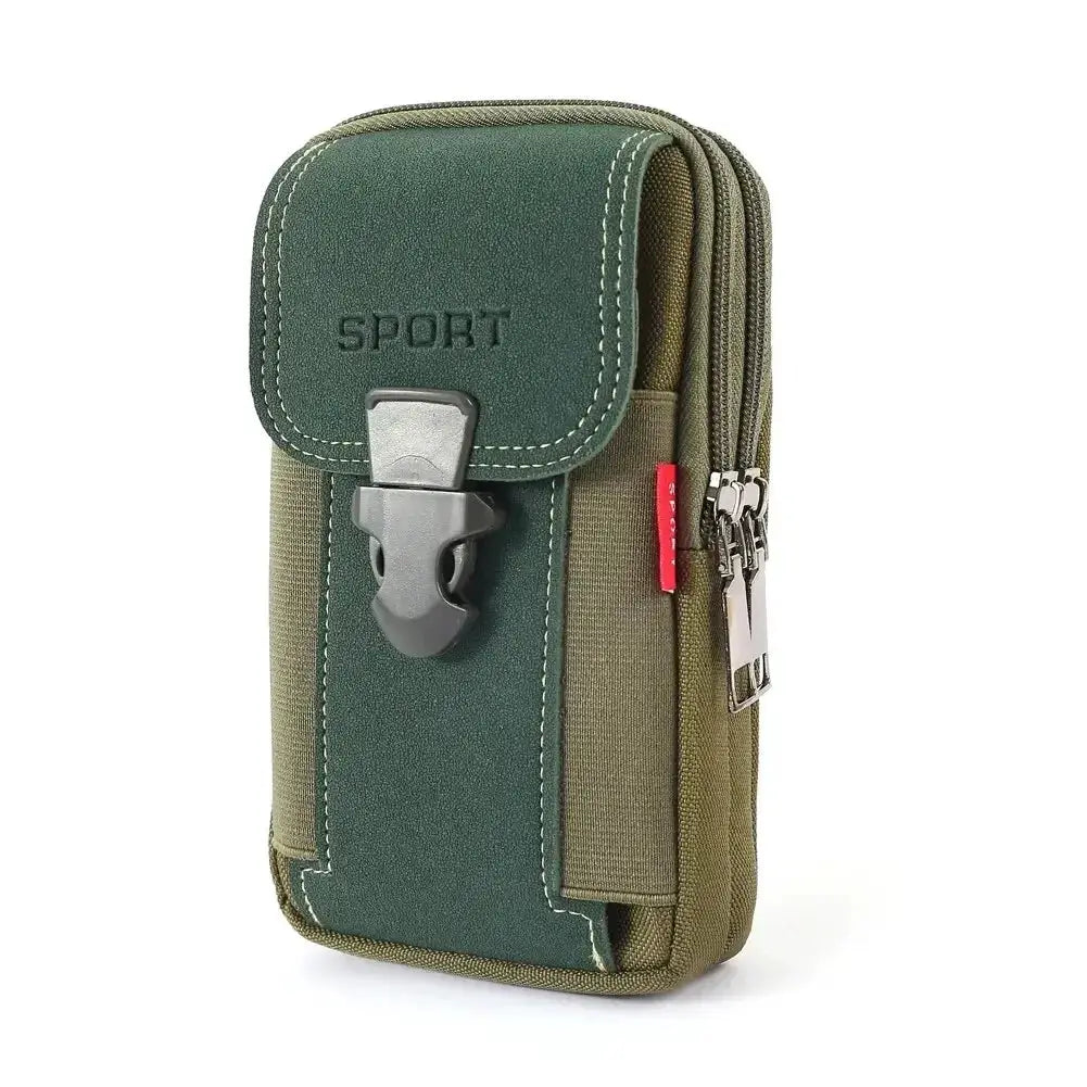 Simples Market belt pouch for mobile phones, green tactical Molle holster with buckle and zip pockets