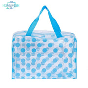 HOMEFISH Transparent Polka Dot Womens Makeup Bag Waterproof PVC Cosmetic Organizer for Travel and Daily Use