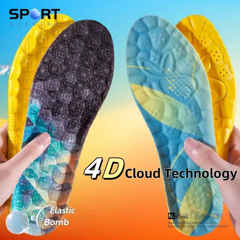 4D Cloud Technology Insoles For Shoes PU Memory Foam Breathable Cushioned Shock Absorption Arch Support For Running