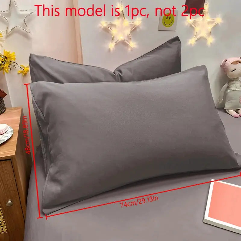 Pillowcase by Simples Market, 1-piece gray matte solid color soft bedding accessory for a neat bed look