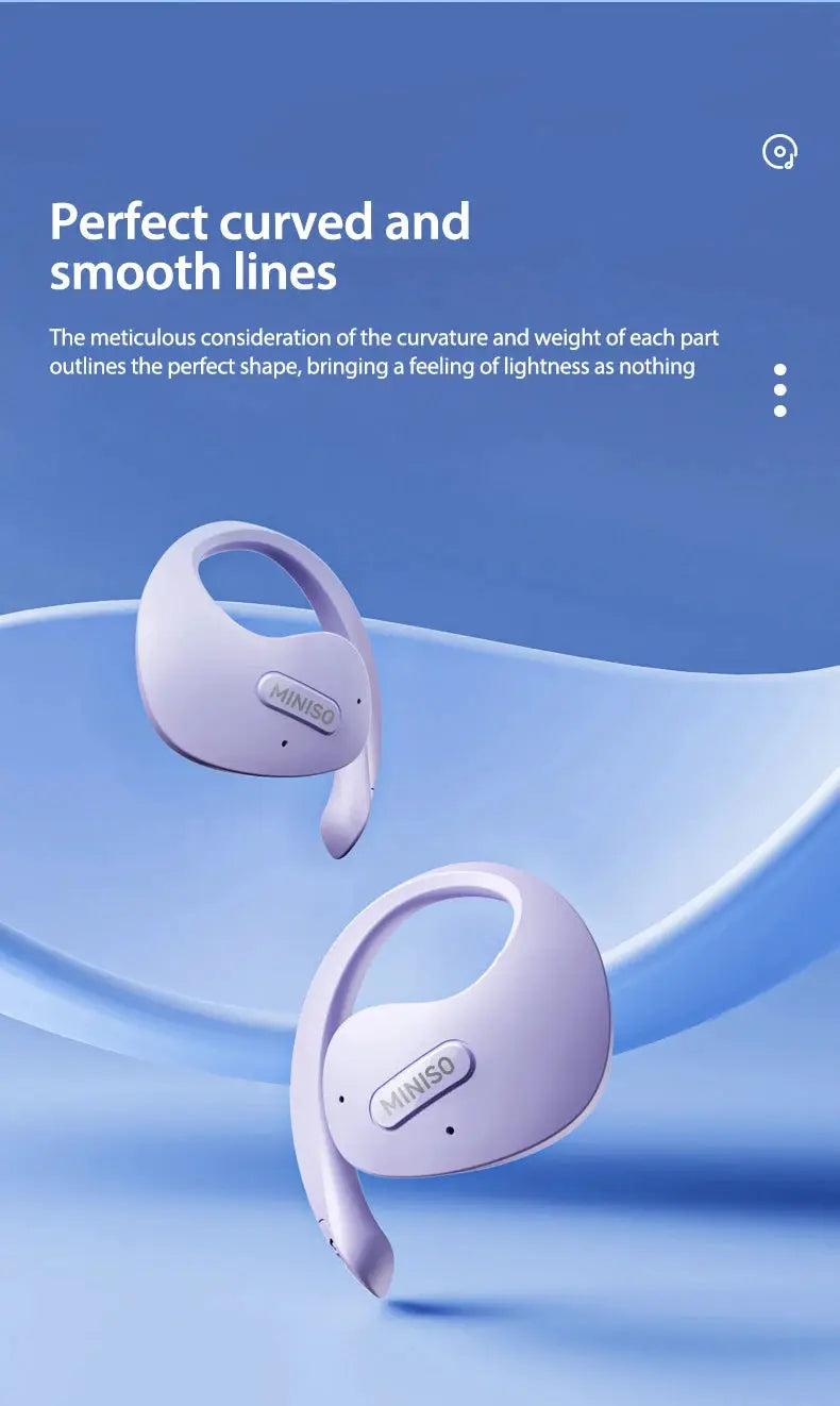 MINISO X15Pro translation wireless earphones; lavender purple Bluetooth headset pair by Simples Market