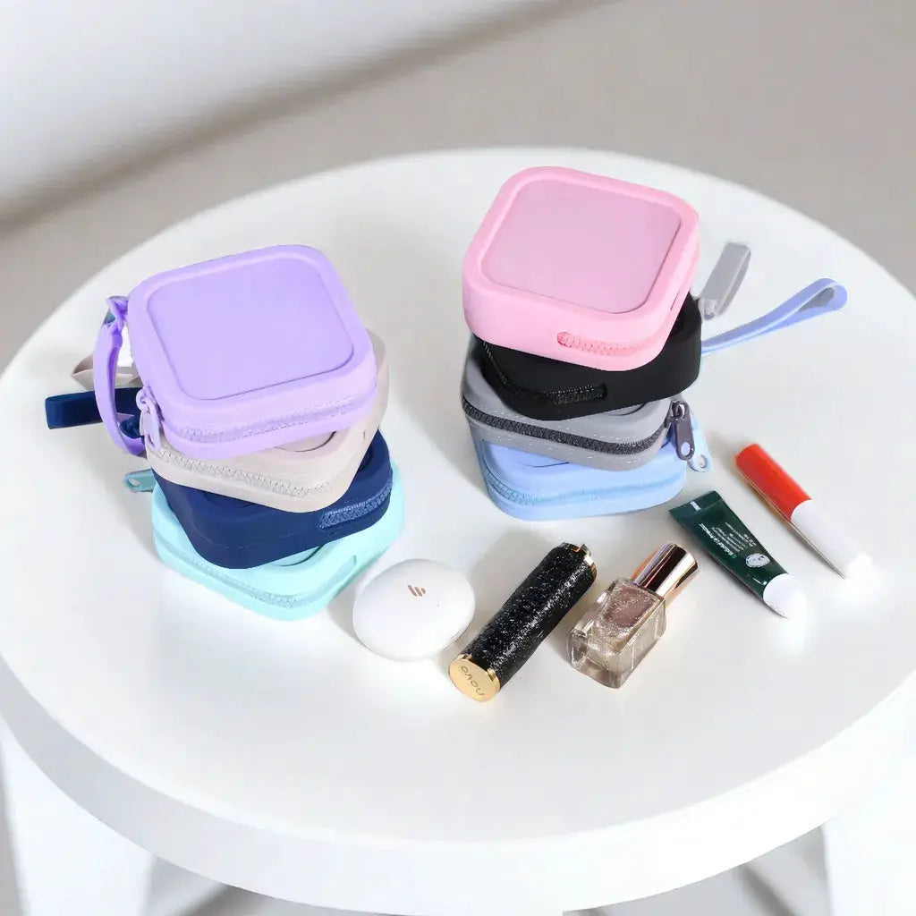 Vintage Silicone Organizer Wallet Coin Purse Waterproof Zipper Earphone Bag Travel Pouch For Students