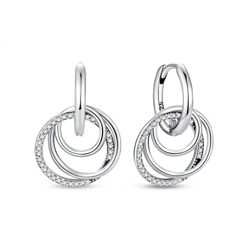 925 Sterling Silver Stud Hoop Earrings For Women Crystal Zircon Rose Gold Crown Heart Infinity Bee Design Jewelry