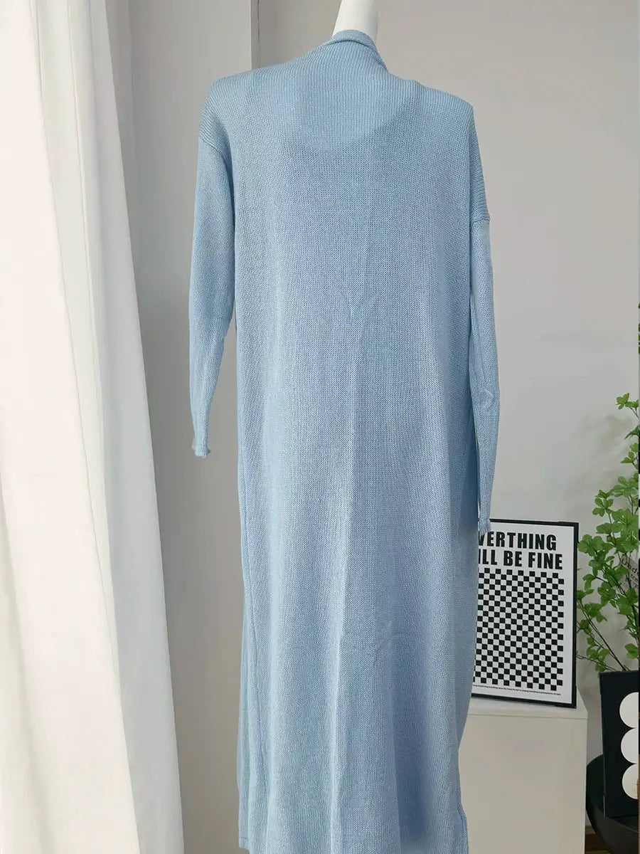 Three Piece Women Cardigan Vest Dress Set With Long Sleeve Outfit