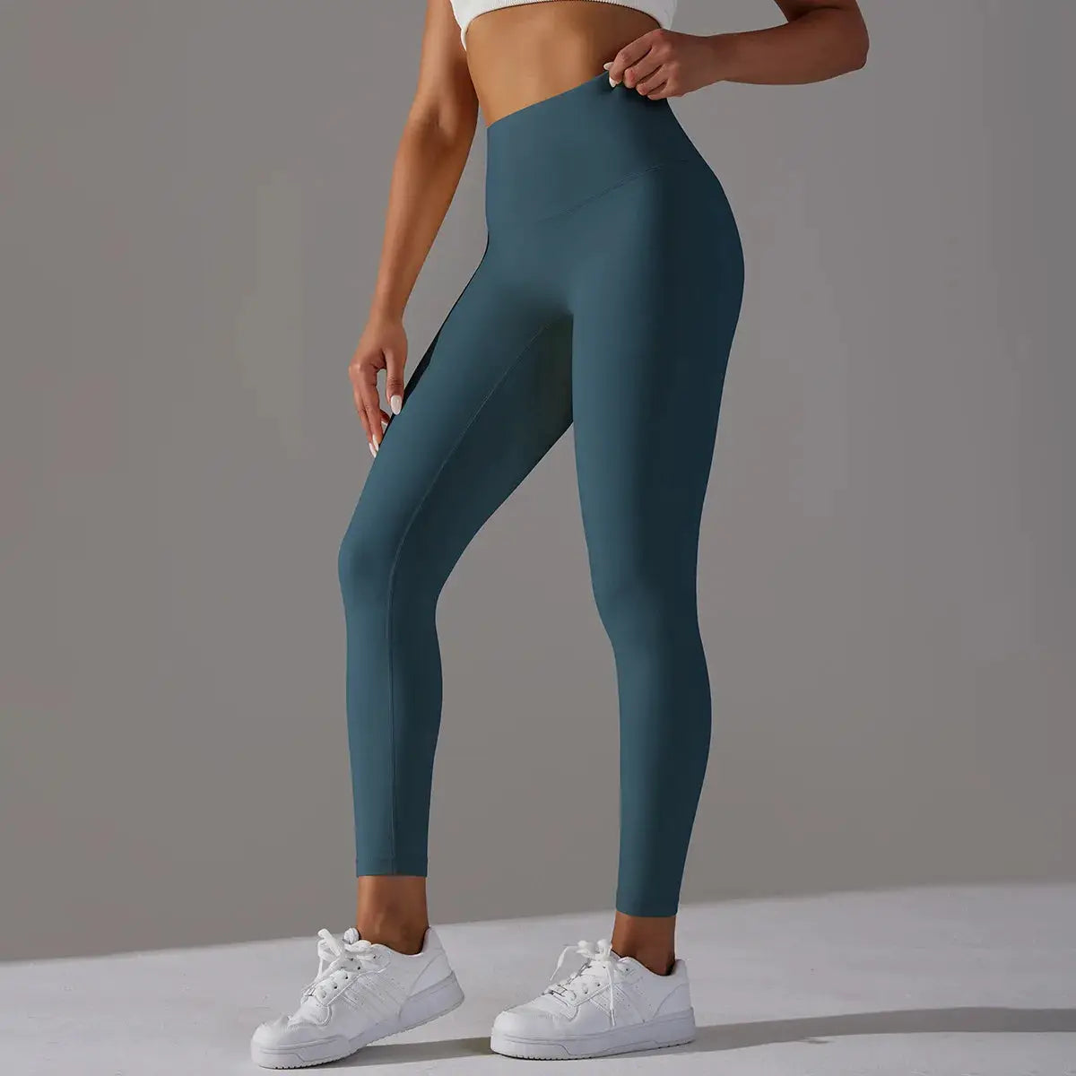 High Waist Naked Feeling Leggings for women in teal, versatile gym, yoga, and running leggings