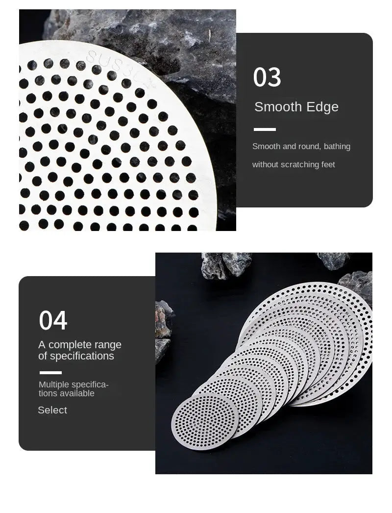 Drain hair catcher stopper set in stainless steel with smooth edge; kitchen sink and bathroom filters by Simples Market