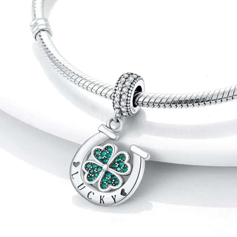 Silver Tone Sunflower And Four Leaf Clover Charm Pendant For Women Bracelet Jewelry Making