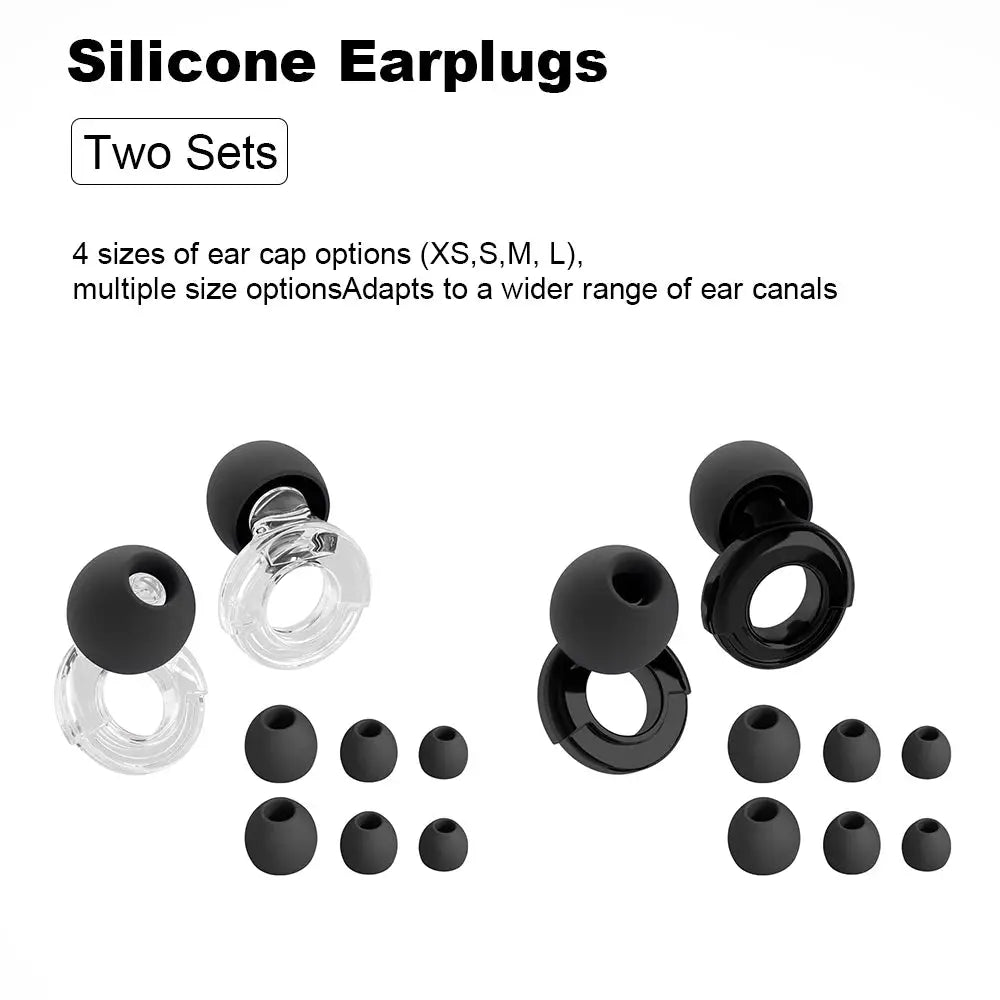 HUAK Quiet Ear Plugs Noise Reduction Reusable Hearing Protection 8 Soft Silicone Ear Tips XS S M L Sleep Swim Work