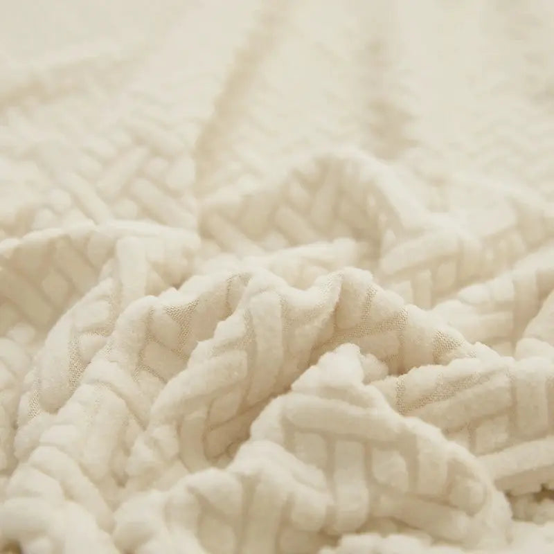 Housse de canapé élastique Jacquard beige par Simples Market, protection en polaire pour canapé en L