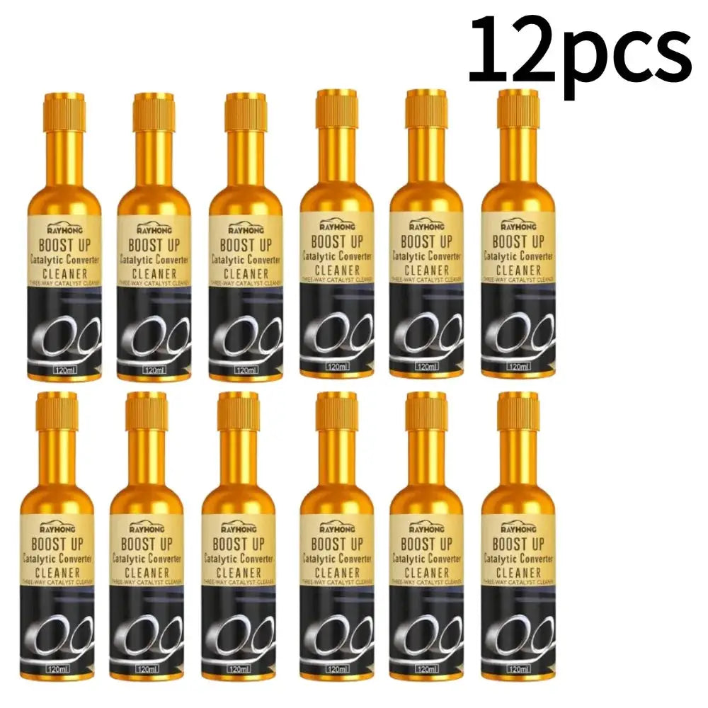 Rayhong Boost Up catalytic converter cleaner, 12-pack orange bottles with beige labels