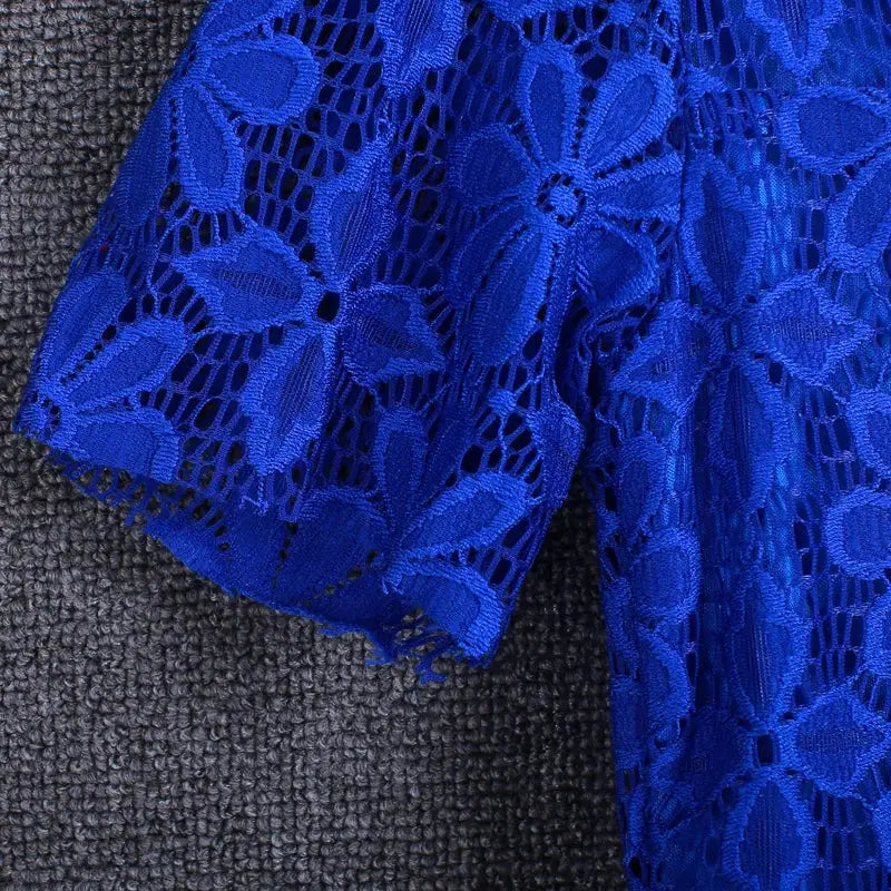 Blue lace blouse top for women by Simples Market with floral pattern