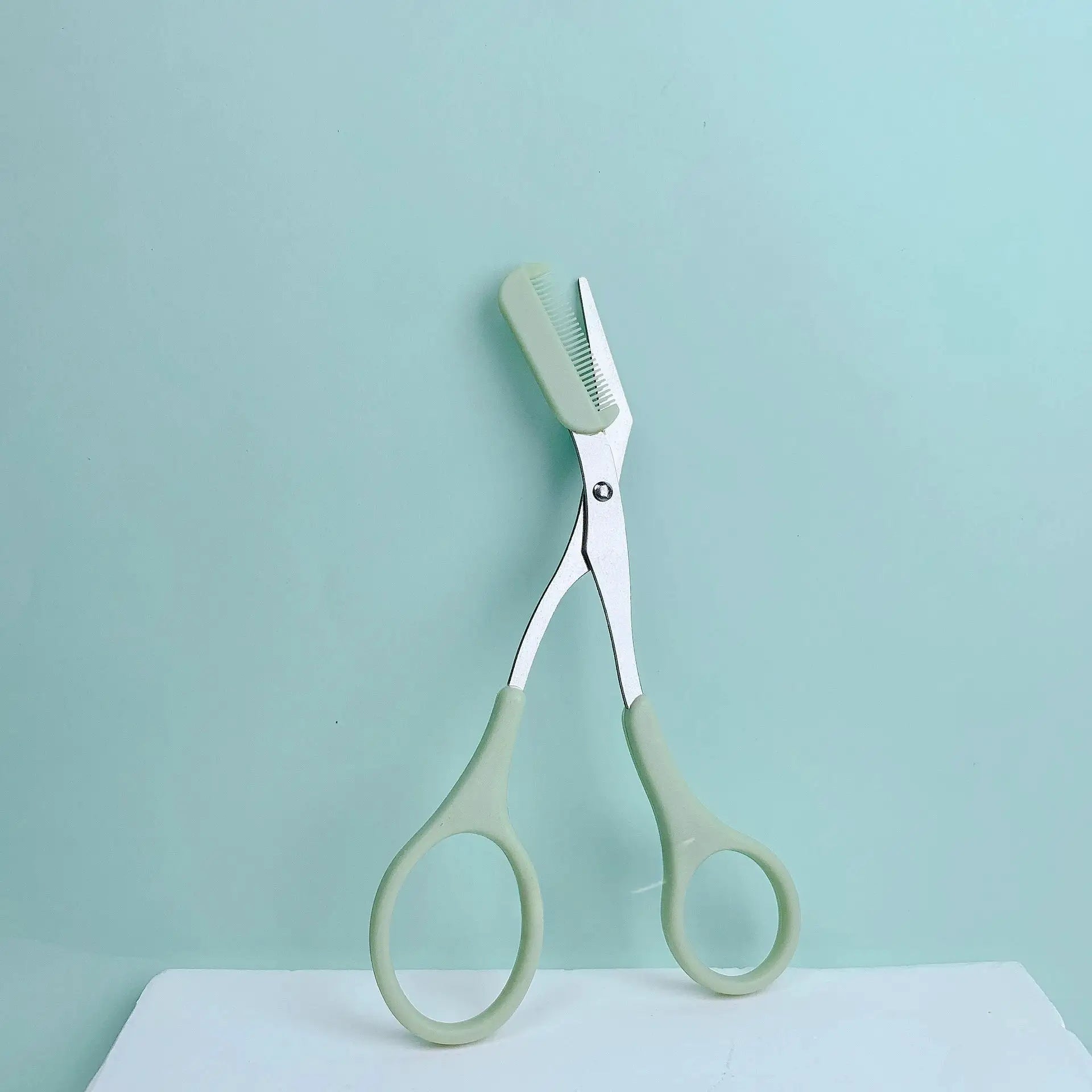 Pink Eyebrow Trimming Scissors With Built In Comb Stainless Steel Precision Grooming Tool For Perfect Eyebrows