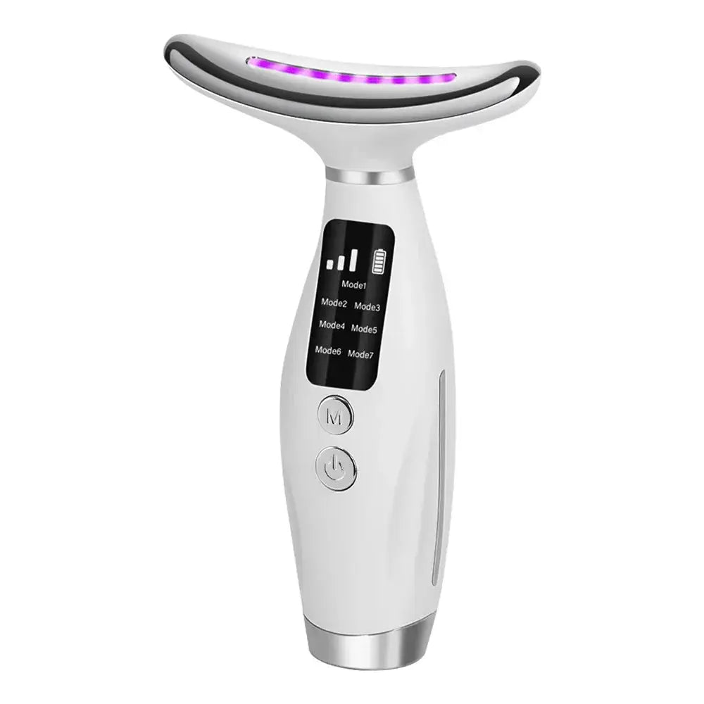 7 Colors LED Face And Neck Beauty Device With Vibration Massage And LED Light Therapy For Home Use 7 Modes 3 Levels