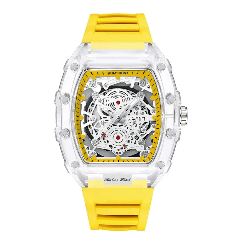 UTHAI BK134 Barrel Shaped Transparent Waterproof Quartz Watch for Men Fashionable Modern Style Durable Build