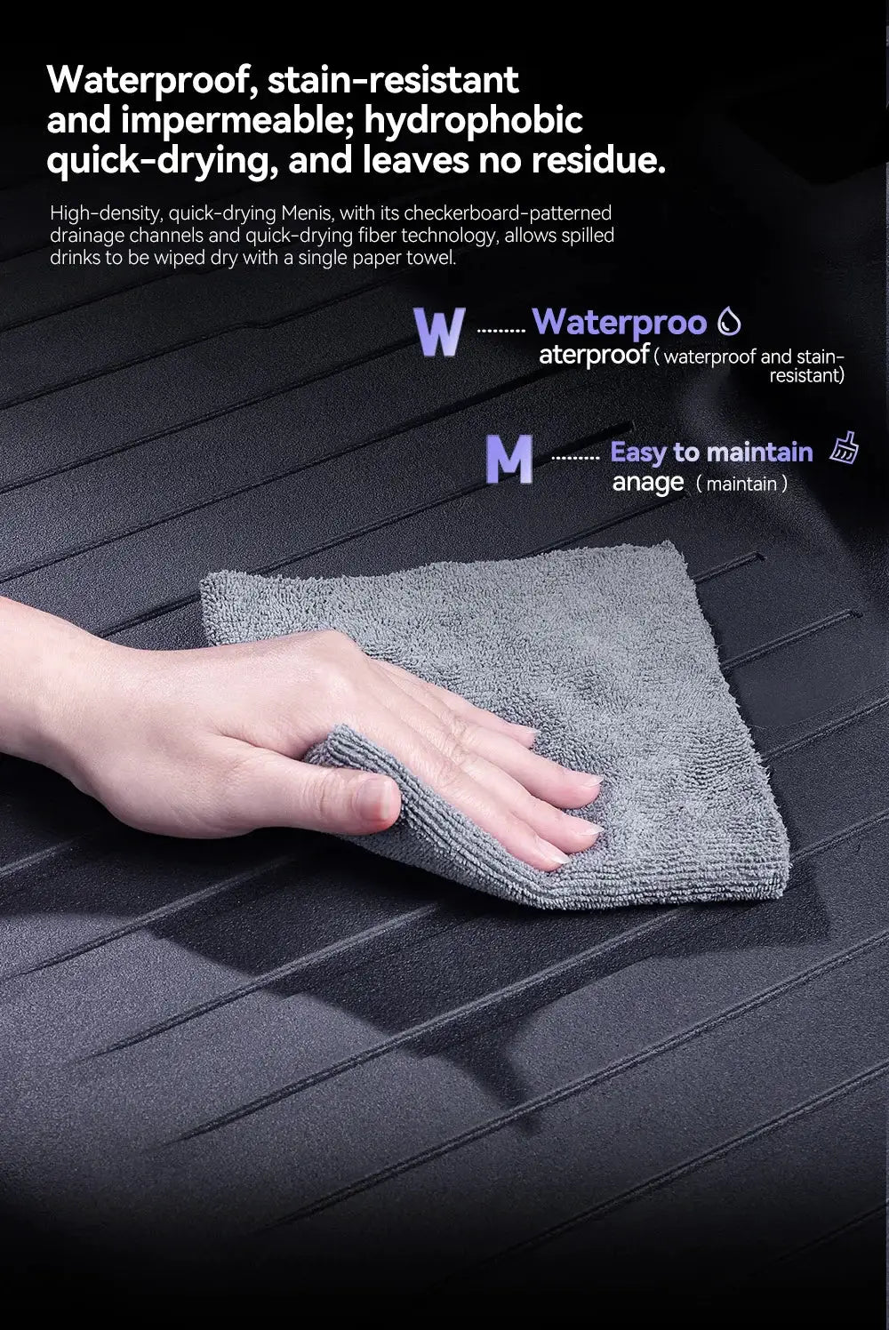 Simples Market YZ 360° full-cover black TPE floor mat for Tesla Model Y waterproof anti-slip set