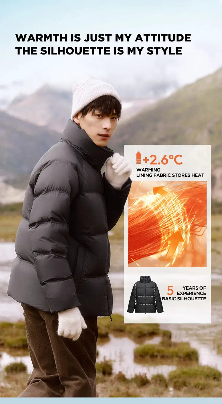 Semir down jacket, black short quilted puffer coat for men and women